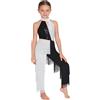 MSemis Costume Disco Anni '70 Anni '80 Bambina Body da Ballo Latino Americano Tango con Nappe Paillettes Tuta Intera da Ginnastica Ritmica Stile Disco Discoteca Carnevale Bianco 9-10 anni