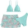 Generico Costumi da Bagno Ragazza 3 Pezzi Bikini Tuta Camisole Top con Coprire Pantaloncini da Spiaggia Bambini Nuoto Costume Gonna Stampata Surf Costumi da Bagno 8-15 Anni