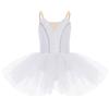 Oyolan Tutu La Danza Balletto Bambina Abito Danza Classica Body in Tulle Tuta Balletto Bianco 5-6 Anni