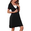 Bresdk Camicia da Notte Donna Parto Ospedale Allattamento Manica Corta Vestiti Premaman Eleganti Vestito Premaman Estivo con Volant