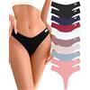 FINETOO 7/10 Pezzi Donna Cotone Perizoma Elasticizzato Tanga Confortevole Thongs Bassa Mutande Slip S-XL