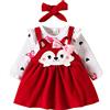 Generisch Neonato neonato bambina manica lunga stampa cartone animato pagliaccetto body suits gonne papillon fasce abiti