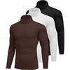 Ekouaer Maglia Termiche da Uomo Invernale Biancheria Intimo Termica a Maniche Lunghe a Collo Alto Nero+Bianco+Marrone XXXL