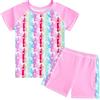 WYTbaby Costume da Bagno Ragazze Sirena Manica CorteCostume Piscina Bambina Anti-UV UPF 50+ Set per Spiaggia,Piscina Rash Guard per Bambina 4-9 Anni