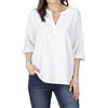 DENIMFY Camicetta da donna estiva leggera, vestibilità normale, DFSara, in lino, a 3/4, con scollo a V, tinta unita, nero, beige, verde, S, M, L, XL, XXL, bianco, S