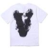 Silver Basic Uomo Rapper T-Shirt Smoke V Lettera Gotico Stampata Sciolto Maglietta in 100% Cotone Unisex Tee