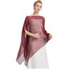 BEAUTELICATE Stola Elegante Donna Cerimonia Elegante Trasparente Crepe Coprispalle Leggera Poncho Cape per Matrimonio Abito da Sera, Borgogna