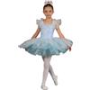YiZYiF Tutu Danza Classica Bambina Ballerina Bambina Tutu di Balletto per Ragazze Vestito tutù Il Balletto tutù del Lago dei Cigni Cha-Cha Azzurro Chiaro 7-8 Anni
