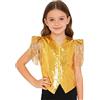 Kaerm Bambina Gilet da Ballo Hip Hop Jazz con Paillettes Frange Waistcoat Danza Moderna Jazz Veste Smanicato Gilet da Ballo Feste Carnevale Spettacoli Dancewear