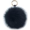 Xsclpomddy, portachiavi con pompon in pelliccia di volpe grande, morbido ciondolo in pelliccia per borsa, portafoglio, charm per borsa a tracolla, Nero , 5.9in
