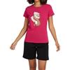 In One Clothing - Pigiama corto da ragazza, morbido jersey singolo in 100% cotone e pantaloni a forma di bermuda, Bordeaux - bradipo con cuscino, 152