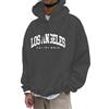Generic Felpe con cappuccio da uomo Los Angeles College Youth con lettere stampate, pullover vintage con cappuccio e coulisse a maniche lunghe, abbigliamento grafico personalizzato Y2K, Grigio scuro, M