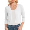 CUNYI Bolero Cardigan Donna Corto Manica 3/4 Coprispalle Frontale Aperto Elegante Scollo en V Maglione Leggero, Bianco S