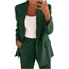 Fulidngzg Tailleur Donna Eleganti Invernali Giacca con Revers e Bottoni Pantaloni per Ufficio Lavoro Occasioni Formali e Eventi Business Completo Slim Fit Comfort Casual Curvy per Laurea,Verde,S