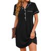 Jahetuul Camicia da Notte Donna Cotone Manica Corta con Bottoni Davanti Scollo a V Leggera e Confortevole Abito da Notte