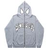 Silver Basic Felpa con Cappuccio Oversize Spider da Uomo Grunge Vintage Y2K Clothes Full Zip Spider Web Printing Vintage Gothic Sweatjacke Unisex L,QGreyWhite-2