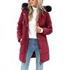 RITOSTA Piumino Donna Invernale Lungo Giacca Imbottito Giubbotto in Pile Caldo Cappotto Elegante Giubbino Parka Trapuntato Outwear Sport con Zip Tasche Cappuccio Rimovibile in Pelliccia (Rosso,S)