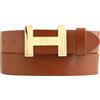 BELTINGER Cintura firmata HENRY in pelle bovina pieno fiore 4 cm | Cintura elegante per uomo e donna 40mm | Oro lucido | Tabac 90cm