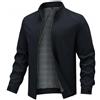 Allthemen Giacca da Uomo Casual Business Giubbotto Corto con Zip Bomber Jacket Primaverile Leggera Blu L