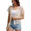 SMDPPWDBB Coprispalle da Donna a Maniche Corte, in Pizzo, Bolero, Lavorato all'Uncinetto, Giacca Corta, Beige, L