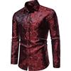 Kobilee Camicia Uomo da Cerimonia Regular Abito Leggero Nera Camicia Elegante Elasticizzata Fantasia Camicia Bianca Taglie Forti Slim Fit Camicia Seta No Stiro Manica Lunga