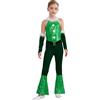 TiaoBug Costume Natalizio Bambina Jumpsuit Danza Ginnastica Artistica Natale Body Danza Classica con Manica a Braccio Abito da Babbo Natale Costumi Festa di Natale Carnevale Verde 15-16 anni