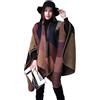 LATH.PIN Poncho Donna Mantella Maglione Largo Moda Scollo a V Aperto Cape Eleganza Cardigan e Cappotto Moda Disegni Geometrici Irregolare Sciarpa Scialle Autunno Inverno