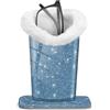 FINTIE Porta occhiali foderato in peluche con base magnetica, custodia per occhiali in pelle vegana di alta qualità, blu scintillante, S