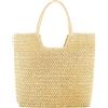 AMZLORD Borse della spesa tessute paglia delle donne di estate della spiaggia di modo del totalizzatore di, Beige