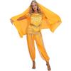 Freebily Vestito Danza del Ventre Donna Schiena Scoperta Danza Orientale Completo Costume Carnevale Donna Principessa Araba Belly Dance Cosplay Halloween Giallo Taglia Unica