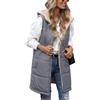 RITOSTA Gilet Donna Lungo Giacca Invernale Caldo Giubbotto Termica Smanicato Cappotto Senza Maniche Elegante Piumino Lunga Parka Giacche con Cappuccio Tasche Cerniera Intera(Grigio blu,M)