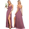 Ever-Pretty Vestito da Damigella Donna Elegante Tracolla Regolabile Senza Schienale con Spacco Chiffon Abito da Damigella ES0128B