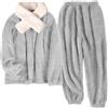 RITOSTA Pigiama Donna Invernale Felpato Pigiama Invernale in Pile Morbido Pigiami Stitch Lungo Pigiama Natalizio Tuta Termica Due Pezzi da Donna con Felpa Pile,Sciarpa,Pantalone (Puro Grigio,XXL)