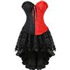 Hengzhifeng Corsetto con Gonna Gotico Donna Corsetti Costumi Carnevale (EUR 28-30,Nero Rosso)
