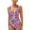 CUPSHE, Costume da bagno intero da donna, con scollo a V, controllo della pancia, doppie cinghie regolabili, con cout-out sul retro e anello O-ring, M