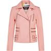 Infinity Leather Giacca da Motociclista da Donna in Pelle Nappa 100% Rosa Baby Retrò