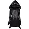 Generic Maglione Stampato con Cappuccio Lungo Nero Stampato Gotico Punk Scuro da Donna Felpa con Cappuccio Gotico Punk Zipper Hoodie Cardigan Giacca per Le Donne Lungo con Cappuccio Cappotto (Black, XXL)