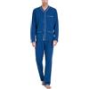 RAGNO Pigiama Uomo Lungo Pantalone in Tinta Unita con Tasca Posteriore. Casacca Senza Colletto, Apertura a Bottoni, Tre Tasche, in Tinta Unita con Righe Delicate a Contrasto sulla Bordatura.in.