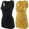 COLOMI maternità Allattamento Canotta Abbigliamento Premaman Top Sleep Reggiseno per L'Allattamento al Seno (Black+Yellow Print/2Pack, S)