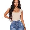 Aranmei Body sexy da donna con scollo quadrato senza maniche canotta body Teddy Clubwear per uscire, Albicocca, S