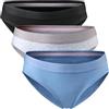 DANISH ENDURANCE Bikini Donna in Cotone Biologico - Intimo Morbido e Traspirante, Slip Comodi da 3 o 6 Paia, Multicolore (1 X Nero, 1 X Grigio, 1 X Blu), M