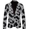 YOSUWOAI Giacca da uomo con paillettes e glitter, slim fit, blazer per matrimonio, manica lunga, giacca da festa, costume da disco anni 70/80, carnevale, smoking con un bottone, O bianco., 3XL