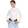 Harrison Howard Camicia da equitazione plissettata con pettorina da equitazione a maniche lunghe con ricamo, bianco, S