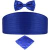 DonDon set di 3 pezzi da uomo, contenente fascia da smoking, papillon e fazzoletto da taschino, tutti dello stesso colore per occasioni festive - blu