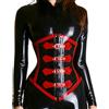 IOKUKI Corsetto Modellante in Lattice 1mm,Cintura in Gomma Artigianale Nero-Rosso,Chiusura Frontale,Modellante Vita per Catsuit-M