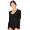 EGI Maglia Donna Manica Lunga Scollo Tondo Liscio Micromodal (XL, Nero)