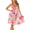 Koucla Mini abito estivo con balza e stampa floreale, bianco, S-M