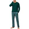 Leversic Pigiama Uomo Invernale Pigiami da Uomo 2 Pezzi, Maniche Lunghe con Scollo Rotondo e Pantaloni a Quadri Morbido e Caldo S-4XL
