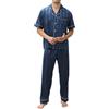 TeJoyce Pigiama Uomo in Raso di Seta, Completo 2 Pezzi con Camicia Manica Corta a Bottoni e Pantaloni con Tasche, Elegante e Confortevole per Notti Estive e Relax a Casa