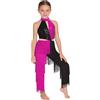 MSemis Costume Disco Anni '70 Anni '80 Bambina Body da Ballo Latino Americano Tango con Nappe Paillettes Tuta Intera da Ginnastica Ritmica Stile Disco Discoteca Carnevale Rosa caldo 5-6 anni